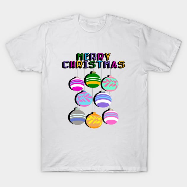 Merry Christmas Retro Bauble Design T-Shirt by OneThreeSix